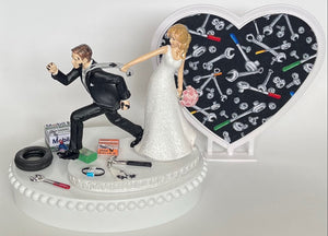 mechanic wedding cake topper grease monkey garage tools shop humorous groom's cake topper funny greasy
