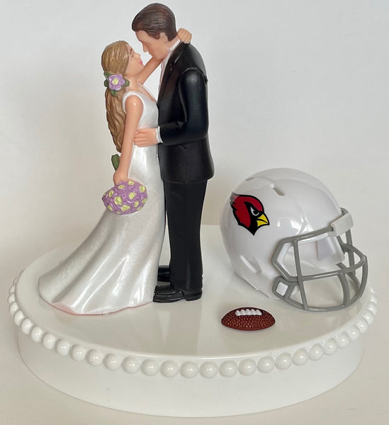 Wedding Cake Topper Arizona Cardinals Football Themed Beautiful Long-Haired Bride Groom OOAK Sports Fan Fun Bridal Shower Reception Gift