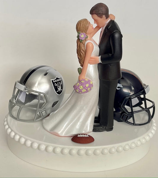 Wedding Cake Topper House Divided Football Themed YOU PICK Your Two Team Rivalry Teams Pretty Long-Haired Bride Groom Humorous Groom's Top