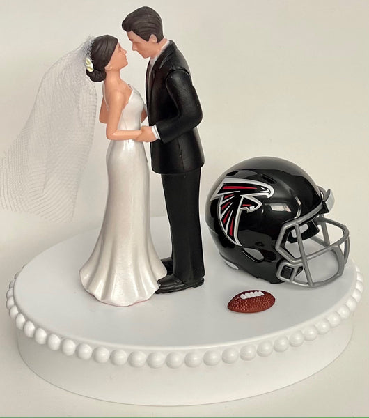 Wedding Cake Topper Atlanta Falcons Football Themed Pretty Short-Haired Bride Groom Sports Fans Unique Reception Bridal Shower Gift Idea
