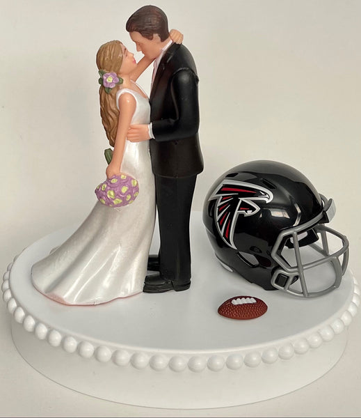 Wedding Cake Topper Atlanta Falcons Football Themed Beautiful Long-Haired Bride Groom Fun Sports Fans One-of-a-Kind Reception Bridal Gift