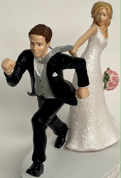 Wedding Cake Topper Chelsea FC Soccer English Football Themed England Running Humorous Bride Groom OOAK Funny Sports Fans Groom's Cake Top