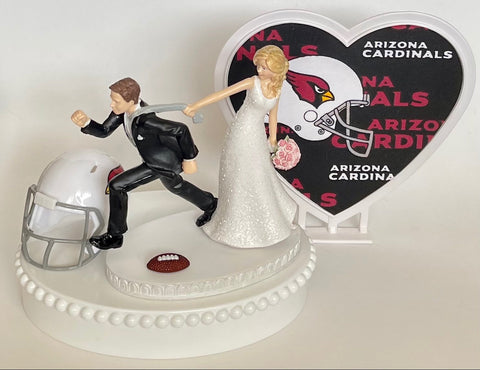 Wedding Cake Topper Arizona Cardinals Football Themed One-of-a-Kind Humorous Groom's Cake Top Sports Fan Cards Funny Bridal Shower Gift Idea