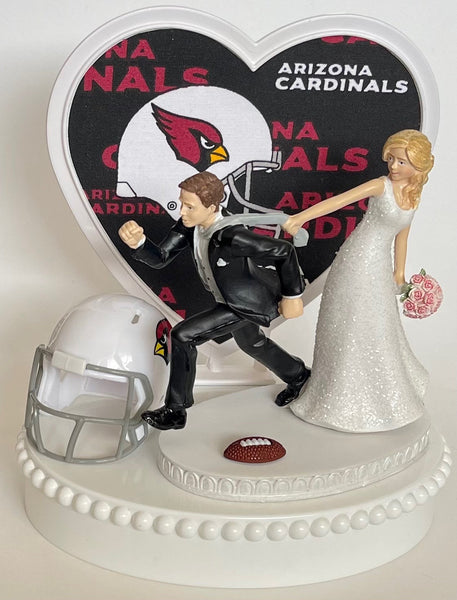 Wedding Cake Topper Arizona Cardinals Football Themed One-of-a-Kind Humorous Groom's Cake Top Sports Fan Cards Funny Bridal Shower Gift Idea