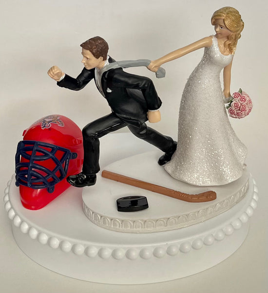 Wedding Cake Topper Florida Panthers Hockey Themed Running Funny Humorous Bride Groom Unique Sports Fans Reception Fun Groom's Cake Top Gift