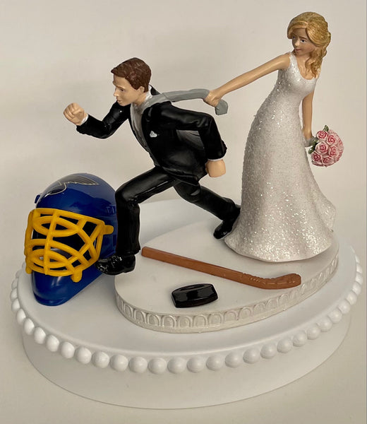 Wedding Cake Topper St. Louis Blues Hockey Themed Funny Bride and Groom Sports Fans Saint Groom's Cake Top Unique Bridal Shower Gift Idea