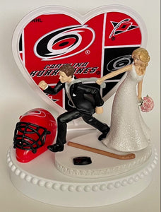 Wedding Cake Topper Carolina Hurricanes Hockey Themed Funny Bride Groom Canes Sports Fan Fun Groom's Cake Top Unique Bridal Shower Gift Idea
