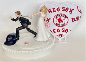 Wedding Cake Topper Boston Red Sox Baseball Themed Humorous Bride and Groom Bosox Sports Fans Funny Groom's Cake Top Bridal Shower Gift