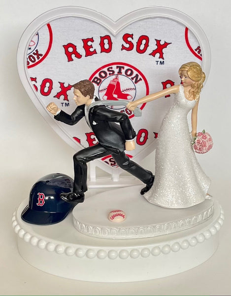 Wedding Cake Topper Boston Red Sox Baseball Themed Humorous Bride and Groom Bosox Sports Fans Funny Groom's Cake Top Bridal Shower Gift