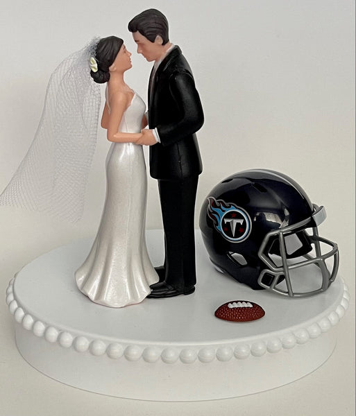 Wedding Cake Topper Tennessee Titans Football Themed Beautiful Short-Haired Bride and Groom One-of-a-Kind Sports Fan Cake Top Shower Gift