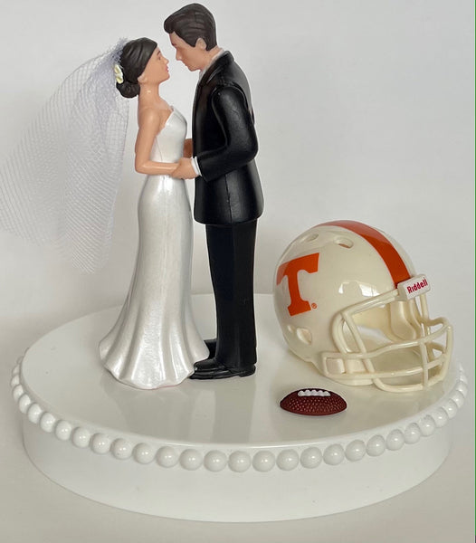 Wedding Cake Topper Tennessee Volunteers Football Themed Beautiful Short-Haired Bride Groom One-of-a-Kind Sports Fan Cake Top Shower Gift