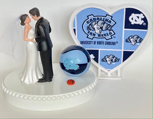 Wedding Cake Topper North Carolina Tar Heels Basketball Themed Short-Haired Bride and Groom Beautiful UNC Heart Sports Fans Fun Unique Gift