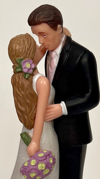 Wedding Cake Topper Buffalo Bills Football Themed Beautiful Long-Haired Bride and Groom Fun Sports Fans One-of-a-Kind Reception Bridal Gift