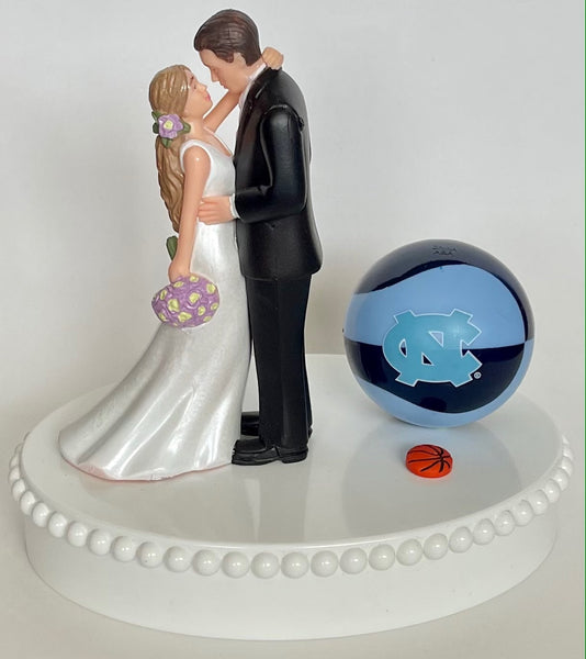 Wedding Cake Topper North Carolina Tar Heels Basketball Themed UNC Beautiful Long-Haired Bride and Groom Groom's Cake Top Reception Gift