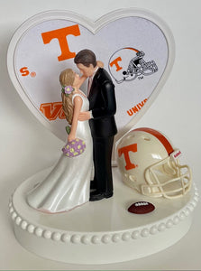 Wedding Cake Topper Tennessee Volunteers Football Themed UT Gorgeous Long-Haired Bride Groom Unique Groom's Cake Top Reception Bridal Shower