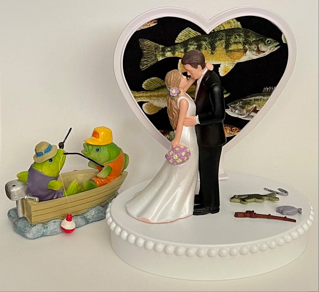 cake decoration fish and hook Wedding Cake Topper Fisherman Boat Rod Hook Themed Fisherman Fish Pret – FunWeddingThings.com