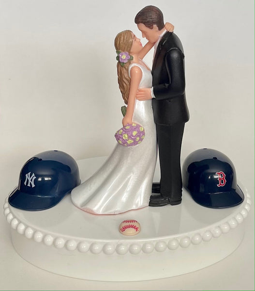 Wedding Cake Topper House Divided Baseball Themed YOU PICK Your Two Team Rivalry Teams Pretty Long-Haired Bride Groom Humorous Groom's Top