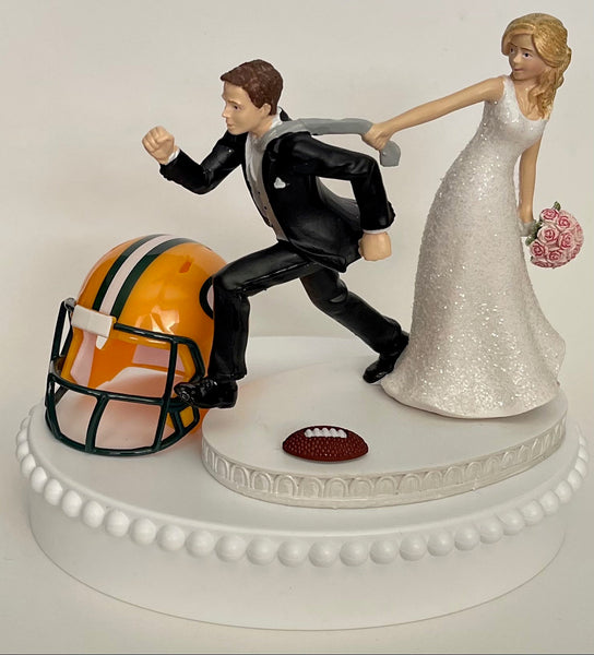 Wedding Cake Topper Green Bay Packers Football Themed One-of-a-Kind Humorous Groom's Cake Top Sports Fans Funny Pack Bridal Shower Gift Idea