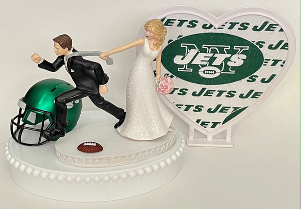 Wedding Cake Topper New York Jets NY Football Themed One-of-a-Kind Humorous Groom's Cake Top Sports Fans Funny Bridal Shower Gift Idea