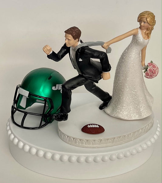 Wedding Cake Topper New York Jets NY Football Themed One-of-a-Kind Humorous Groom's Cake Top Sports Fans Funny Bridal Shower Gift Idea