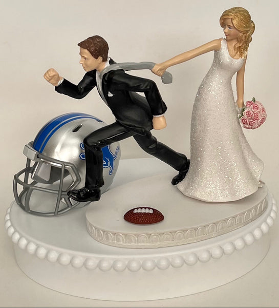 Wedding Cake Topper Detroit Lions Football Themed One-of-a-Kind Humorous Groom's Cake Top Sports Fans Unique Funny Bridal Shower Gift Idea