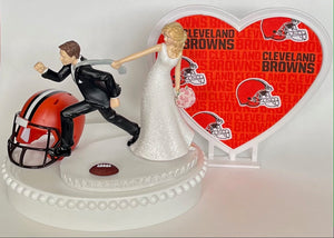 Wedding Cake Topper Cleveland Browns Football Themed One-of-a-Kind Humorous Groom's Cake Top Sports Fans Funny Bridal Shower Gift Idea