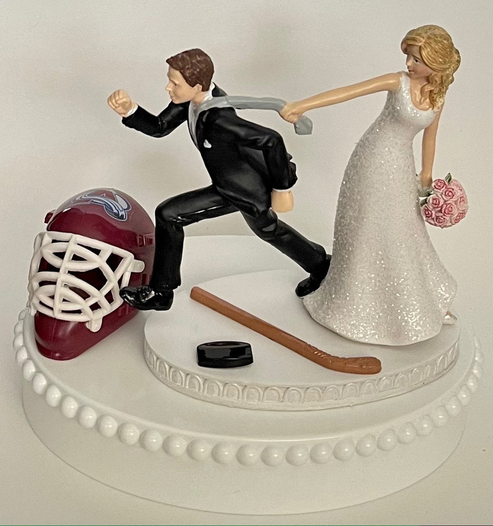 Wedding Cake Topper Colorado Avalanche Hockey Themed Pretty Short-Hair –