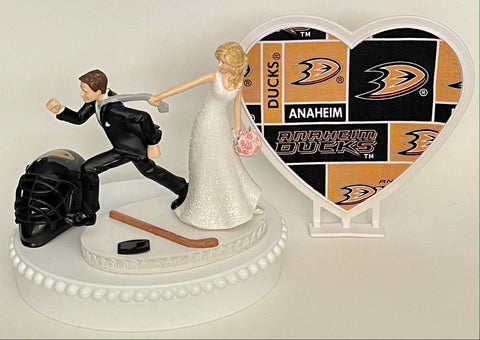 Wedding Cake Topper Anaheim Ducks Hockey Themed Funny Bride and Groom Sports Fans Unique Groom's Cake Top Unique Bridal Shower Gift Idea