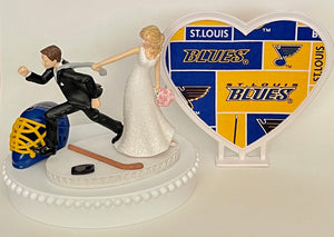 Wedding Cake Topper St. Louis Blues Hockey Themed Funny Bride and Groom Sports Fans Saint Groom's Cake Top Unique Bridal Shower Gift Idea