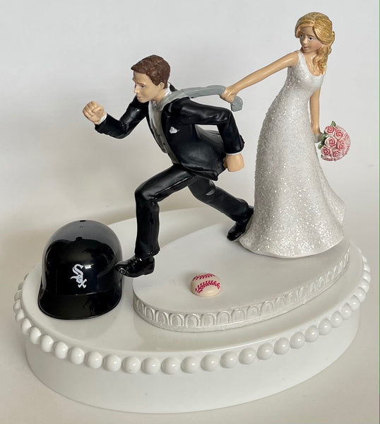 Wedding Cake Topper Chicago White Sox Baseball Themed Humorous Bride and Groom Chisox Sports Fan Funny Groom's Cake Top Bridal Shower Gift