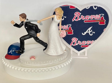 Wedding Cake Topper Atlanta Braves Baseball Themed Humorous Bride and Groom Unique Sports Fans Funny Groom's Cake Top Bridal Shower Gift