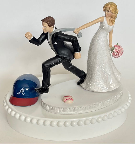 Wedding Cake Topper Atlanta Braves Baseball Themed Humorous Bride and Groom Unique Sports Fans Funny Groom's Cake Top Bridal Shower Gift