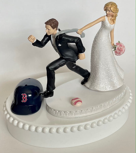 Wedding Cake Topper Boston Red Sox Baseball Themed Humorous Bride and Groom Bosox Sports Fans Funny Groom's Cake Top Bridal Shower Gift