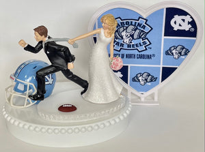Wedding Cake Topper University of North Carolina Tar Heels Football Themed Running Humorous Bride Groom UNC Sports Fans Bridal Shower Gift