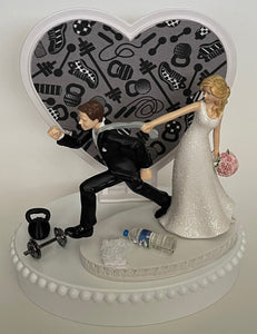 Wedding Cake Topper No Gym Workout Weightlifting For You Humorous Bride Groom Dumbbell Weight Kettlebell Water Bottle Towel Fun Shower Gift