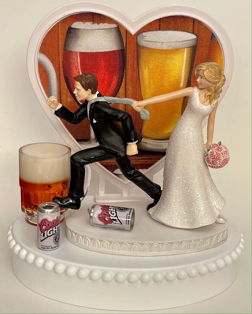 Wedding Cake Topper Coors Light Beer Themed Cans Mug Pulling Humorous –  FunWeddingThings.com