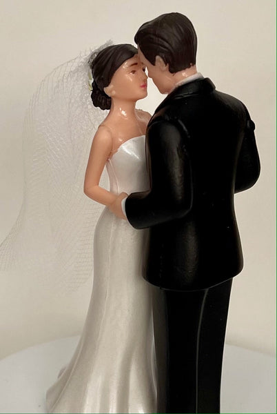 Wedding Cake Topper Real Madrid CF Soccer Themed Spanish Football Spain Pretty Short-Haired Bride and Groom Sports Fan Groom's Cake Top