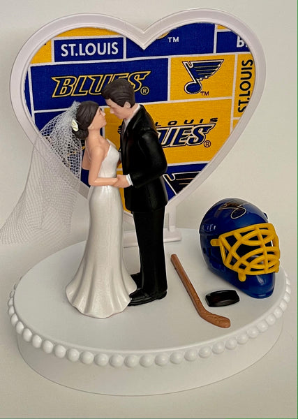 Wedding Cake Topper St. Louis Blues Hockey Themed Saint Short-Haired Bride Groom Beautiful Wedding Reception Shower Gift Item Sports Fan Fun