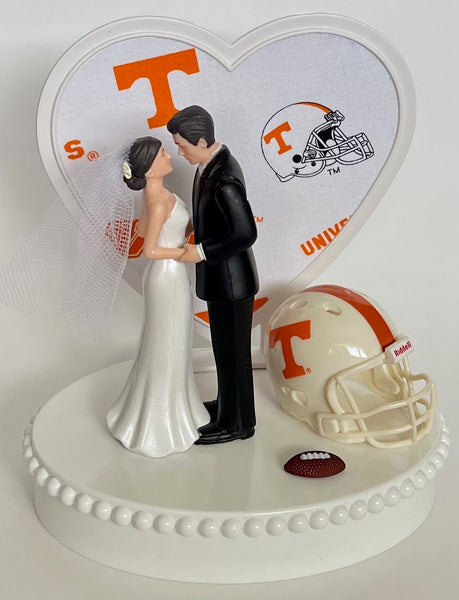 Wedding Cake Topper Tennessee Volunteers Football Themed Beautiful Short-Haired Bride Groom One-of-a-Kind Sports Fan Cake Top Shower Gift