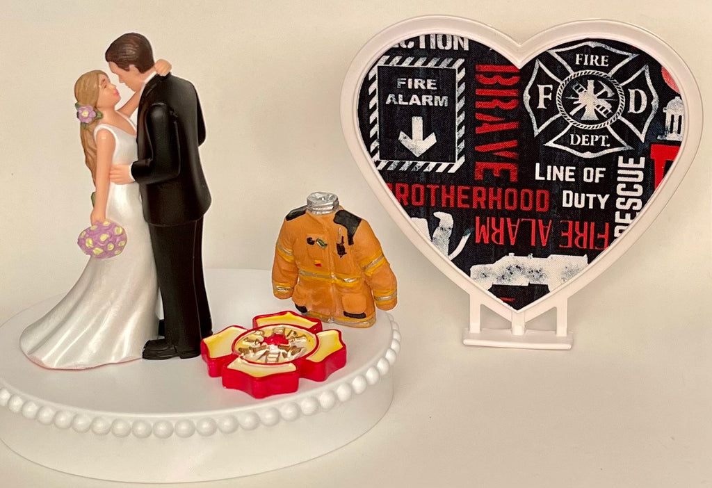 Wedding Cake Topper Maltese Cross Firefighter Themed Fireman