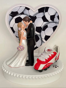 Wedding Cake Topper AC Milan Soccer Themed Italian Football Italy Gorgeous Long-Haired Bride Groom Fun Groom's Cake Top Reception Gift Idea