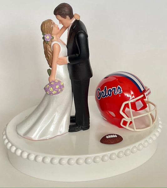 Wedding Cake Topper Florida Gators Football Themed UF Gorgeous Long-Haired Bride Groom Unique Groom's Cake Top Reception Bridal Shower