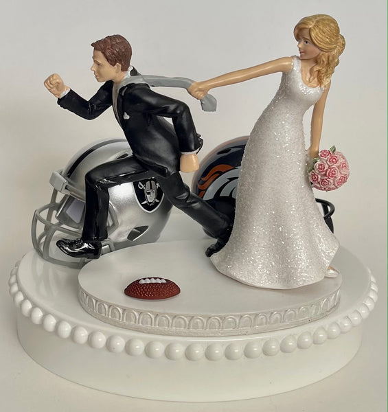 Wedding Cake Topper House Divided Football Themed YOU PICK Your Two Teams Funny Team Rivalry Running Bride and Groom Sports Fans Groom's Top