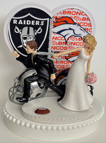 Wedding Cake Topper House Divided Football Themed YOU PICK Your Two Teams Funny Team Rivalry Running Bride and Groom Sports Fans Groom's Top